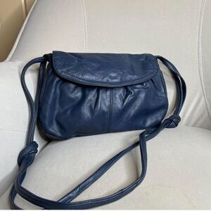 Vintage Blue Leather Crossbody Bag
